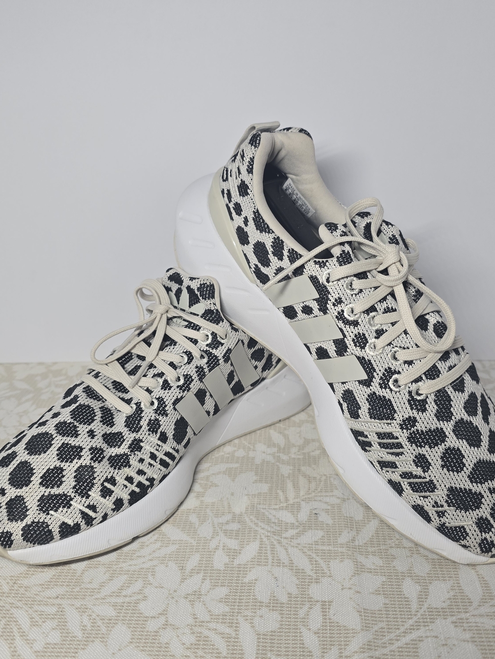 adidas Women's Animal-Print Knit Sneakers - Cream/Black